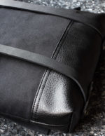 Black Minimalist Backpack - Viny Faux Leather Bottom