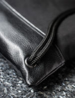 Black Drawstring Backpack - Vinyl Faux Leather Bottom