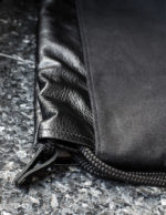 Black Drawstring Backpack - Vinyl Faux Leather Top