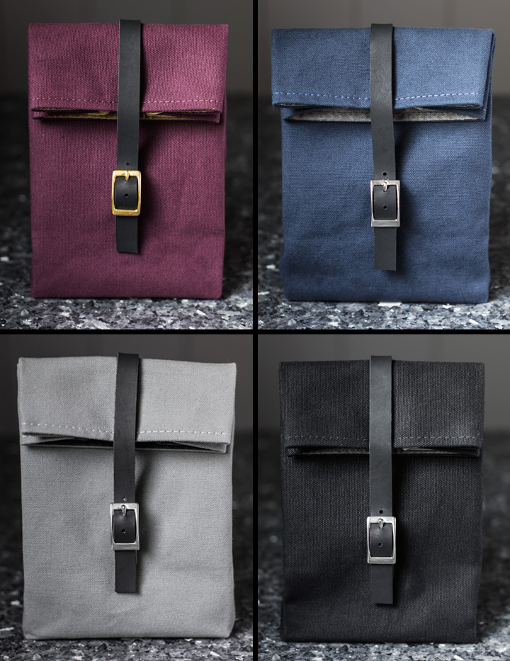 Lunch Bag 4 Colors - Silver and Gold Buckle