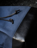 Navy Blue Canvas - Faux Leather Vinyl Bottom - Leather String