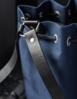 Navy Blue Bucket Backpack - Matte Silver Hardware