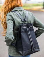 Black bucket backpack