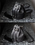 Black Vinyl & Dark Gray Bucket Bag