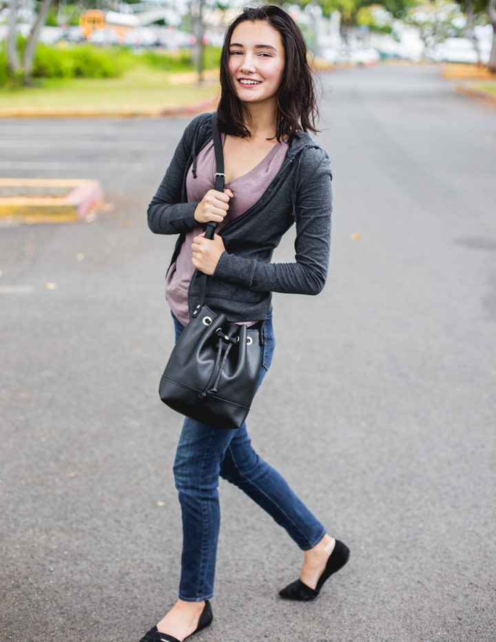 Black Vinyl Bucket Bag