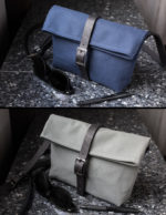 Navy & Gray Crossbody Bag - Gun Metal Buckles