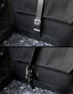 Black Purse - Faux Leather Bottom - Silver Buckles and Magnet