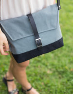 Gray Purse - Canvas Bottom - Silver Buckles